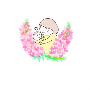 赤ちゃんとルピナス